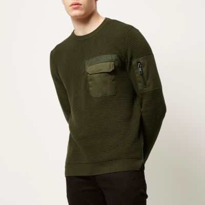 Khaki military knitted jumper